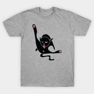 Rude Black Kitty Cleans Itself T-Shirt